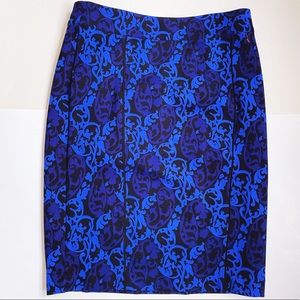 Ann Taylor Blue Print Pencil Skirt Size 10